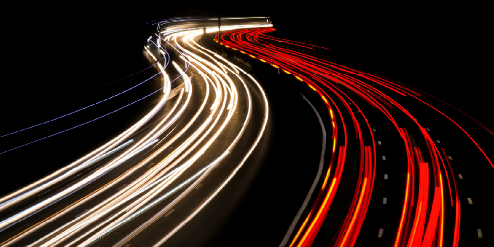 Long exposure photo of a busy highway